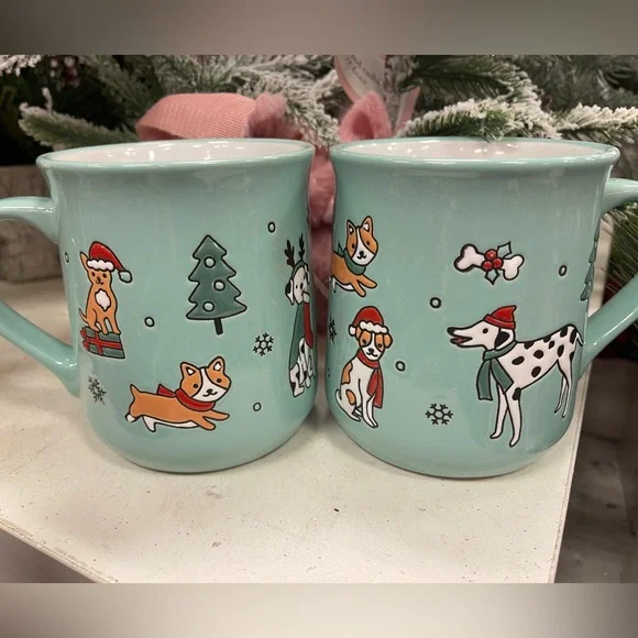 Clementine Christmas Dogs Corgi Frenchie Beagle Dalmatian Ceramic Mug NEW - Picture 1 of 4